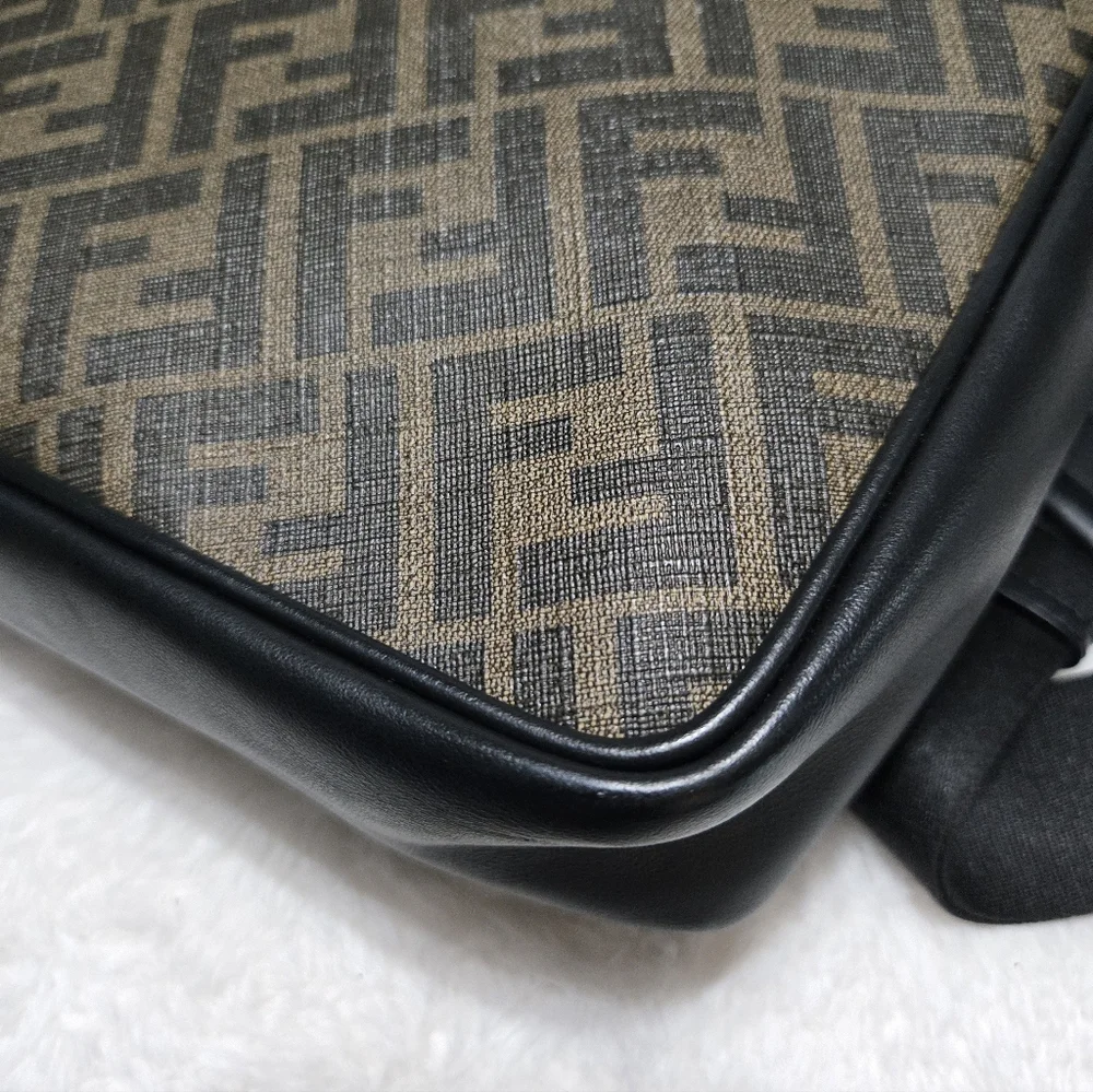 Fendi Forever Fendi Messenger Bag Zucca Coated Canvas and Leather EUC